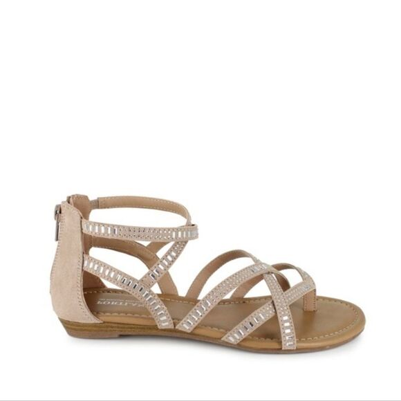 BRAND NEW ZUFFYMAMA WOMEN'S GLADIATOR  RHINESTONE EMBELLISHED MULTI-STRAP SANDAL - Picture 1 of 13